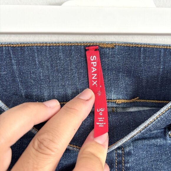 Spanx Blue Pull-On Ankle Skinny Jeans Elastic Band Women’s Size Large Leggings - Picture 5 of 8